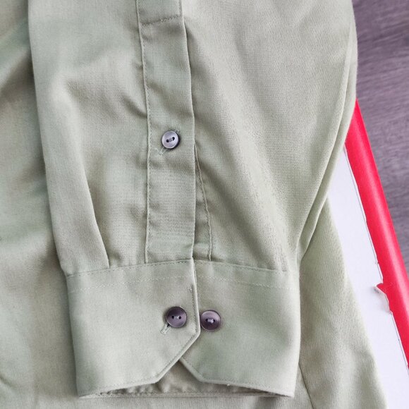 Geoffrey Beene button down shirt men's size 17.5 34-35 olive green regular fit - Picture 10 of 12